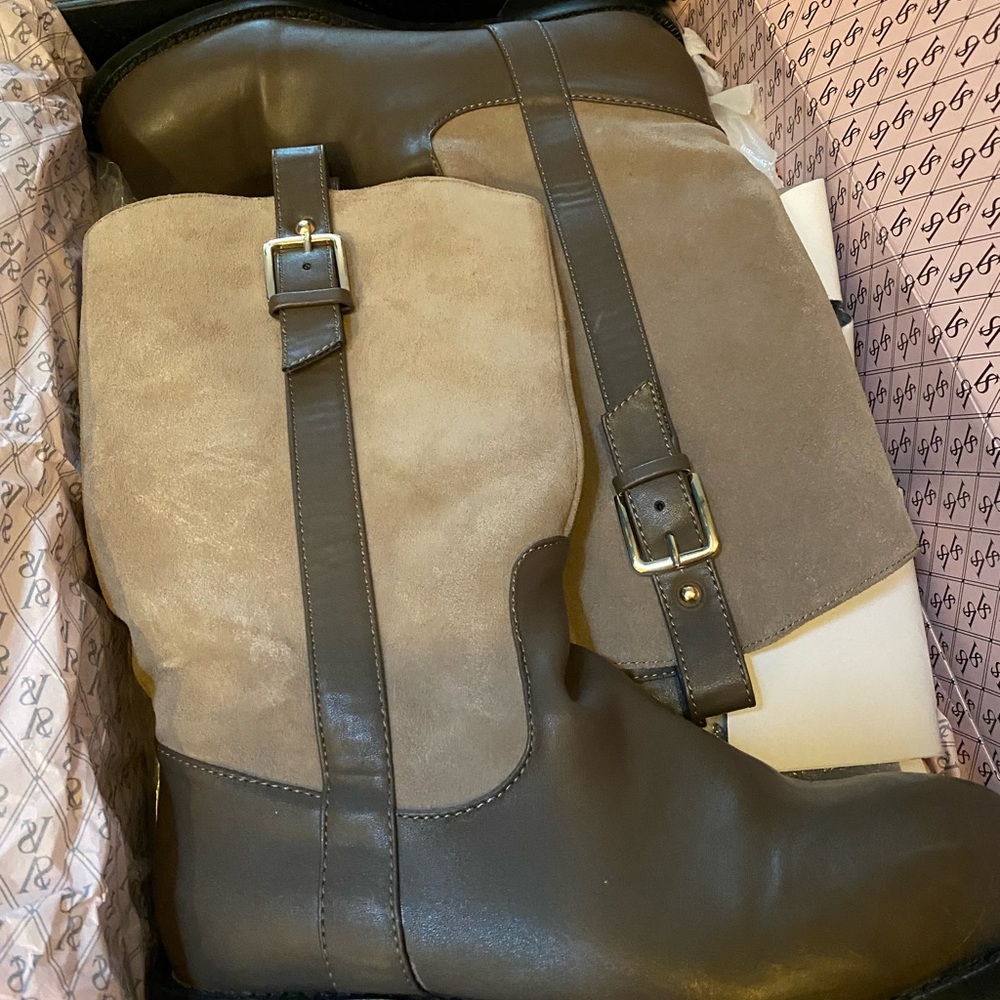 Victoria secret leather and suede multi taupe riding boot 7.5